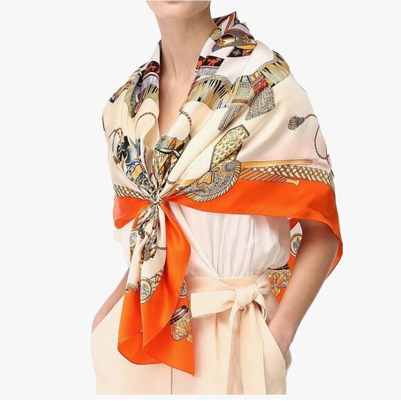 Mudpie Blue Nautilus Seashell Coral Summer Blanket Scarf - Picture 8 of 10